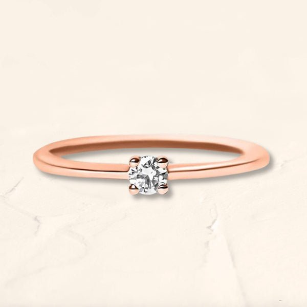 Saral anillo de compromiso solitario diamante 0,07 quilates en oro rosa