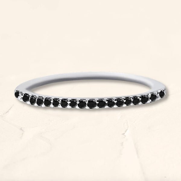 Eternity wedding ring set with black diamonds