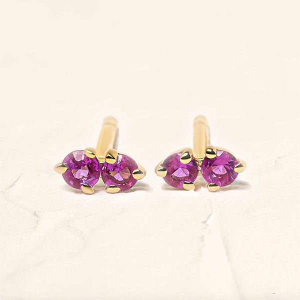 Pendientes Prema de rubí y oro vermeil