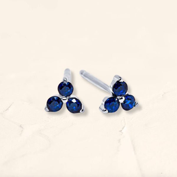 Pendientes flor con Zafiro en plata