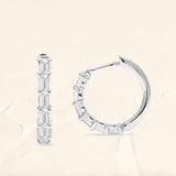 Baguette-cut Yatra hoop earrings in diamond and white gold
