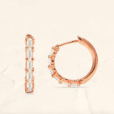 Yatra baguette-cut diamond and rose gold hoop earrings