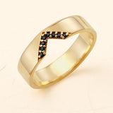 Rudra men's black diamond and 18-carat gold ring