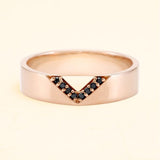 Rudra 18 carat rose gold black diamond men's ring