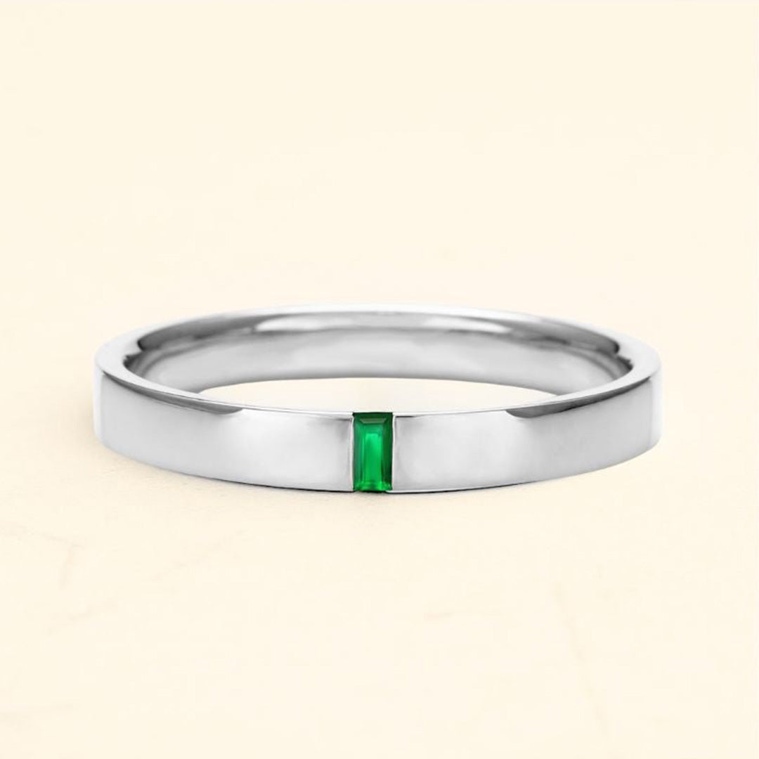 Anillo hombre esmeralda solitario agni 18 quilates oro blanco