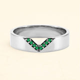 Rudra 18K White Gold and emerald ring for men