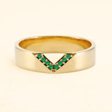 18 carat gold and emerald Rudra ring for men