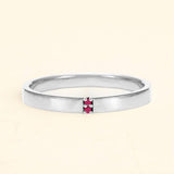 Kabir men's ring in 18K White Gold and rubies