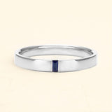 Solitaire Agni sapphire ring for men in 18-carat white gold