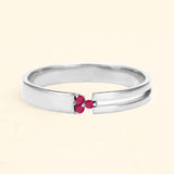 Ring 18K White Gold triangle Vibhu ruby