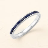 Anillo Mangal en oro blanco de 18 quilates semieternidad Zafiro