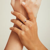 anillo de rubíes y diamantes en oro amarillo vermeil