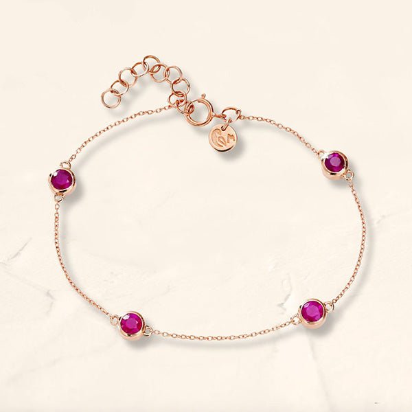 dhanya rubí pulsera de oro rosa