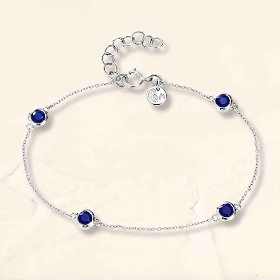 Zafiro Pulsera Dhanya de oro blanco