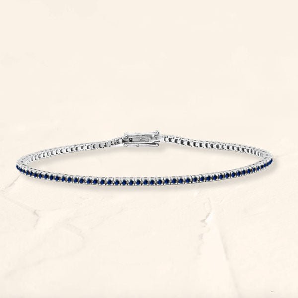 Pulsera tenis de Zafiro y oro blanco de 18 quilates