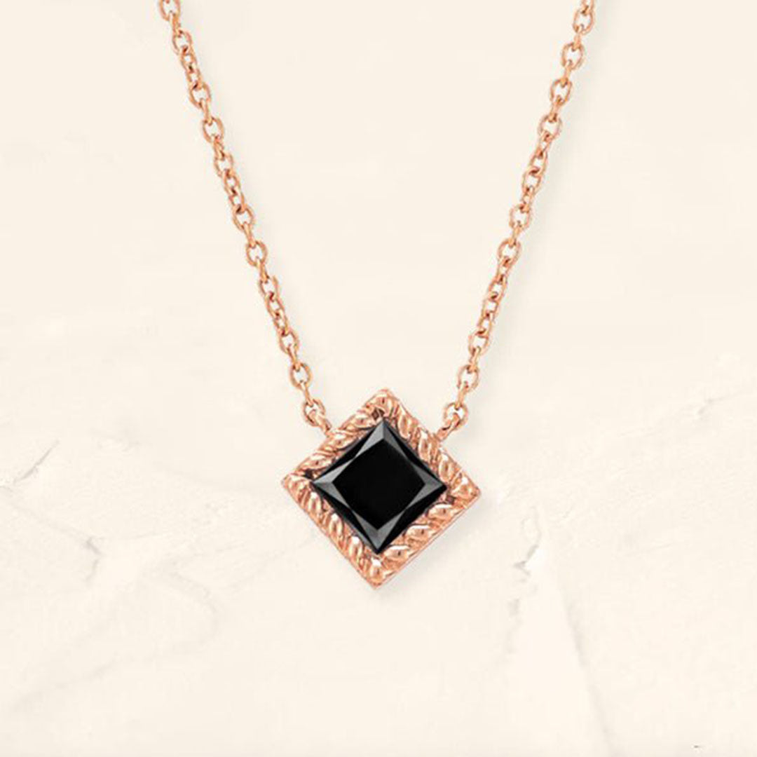 Black diamond necklace rose gold Indrani