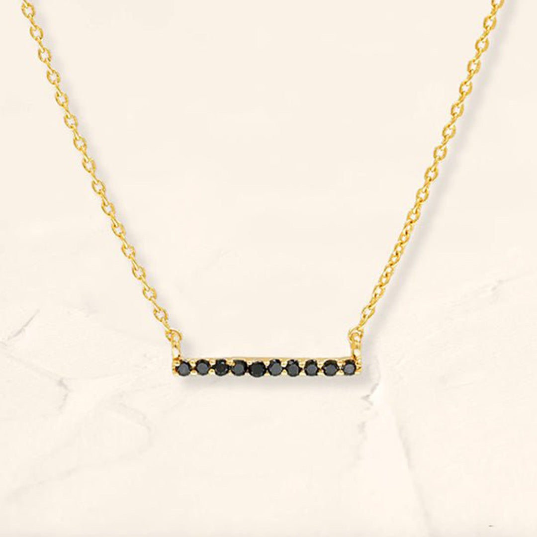 Ujala black diamond bar necklace in yellow gold