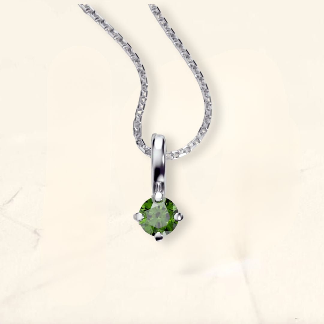 green diamond necklace in 18ct white gold