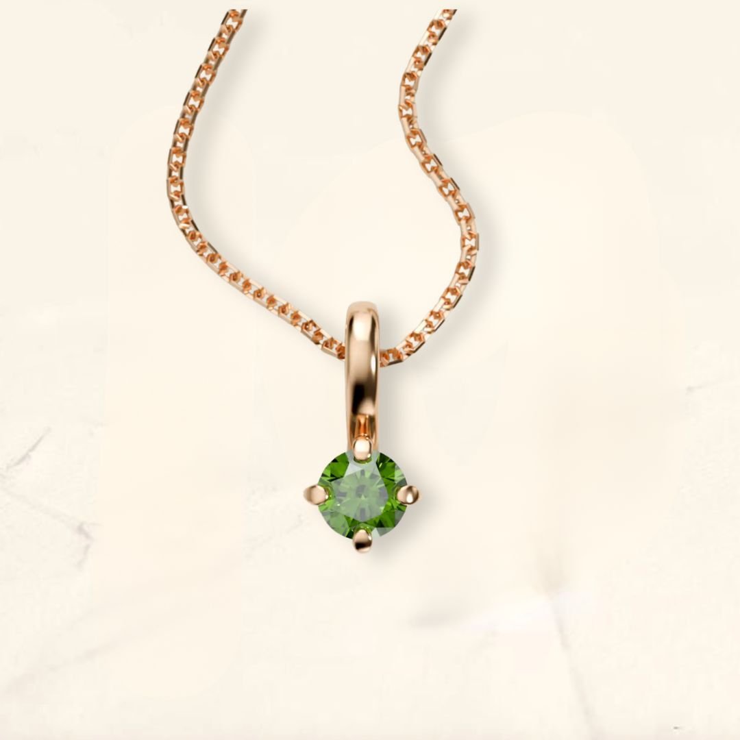 Collar de diamantes verdes en oro rosa de 18 ct