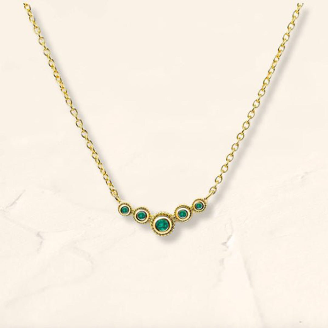 Fine necklace river of emeralds in vermeil