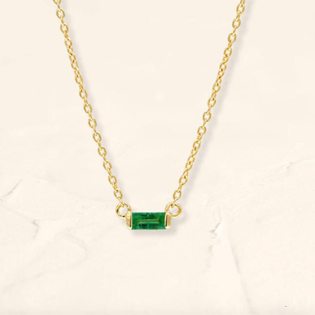 Collar esmeralda baguette Shanti de oro amarillo