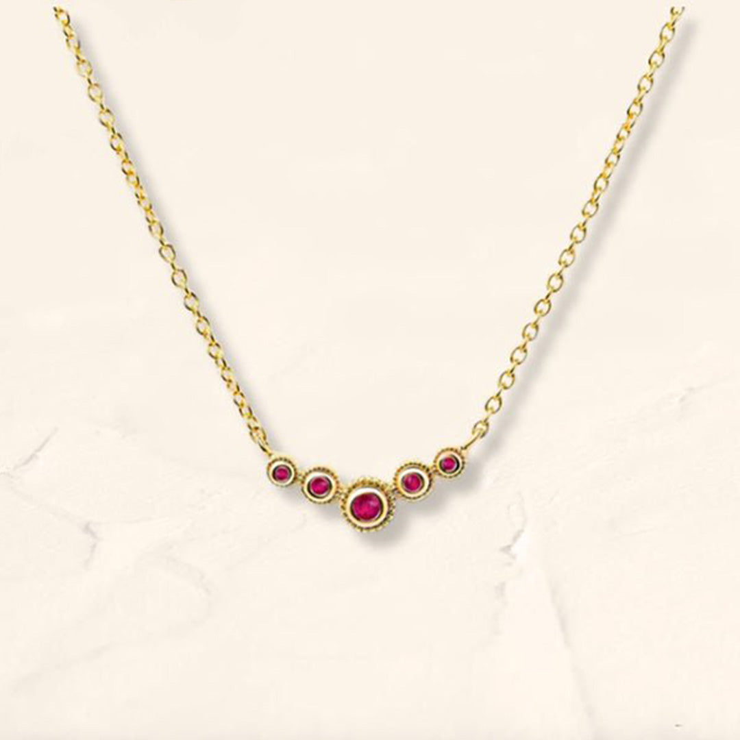 Collier fin rivière de rubis en vermeil
