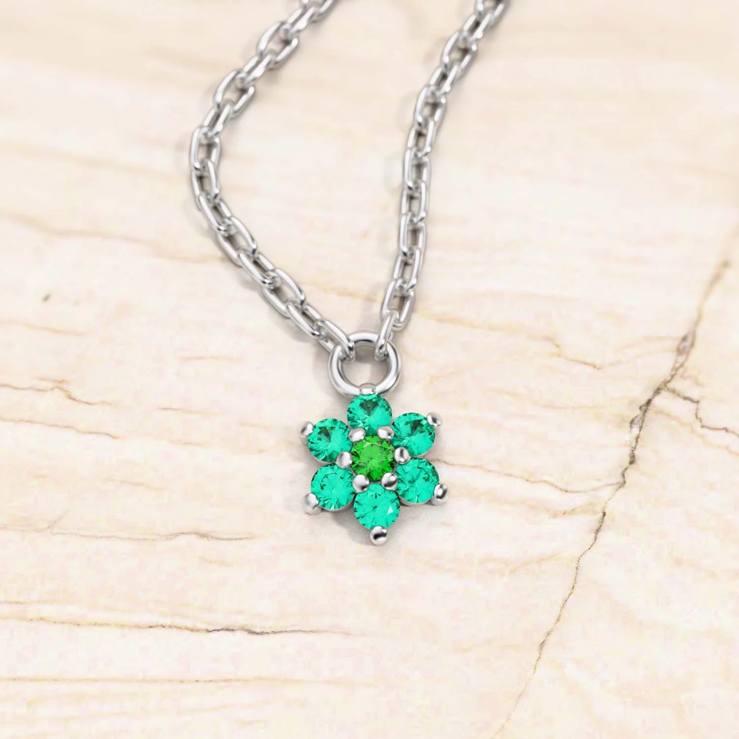 collier surya or blanc emeraude