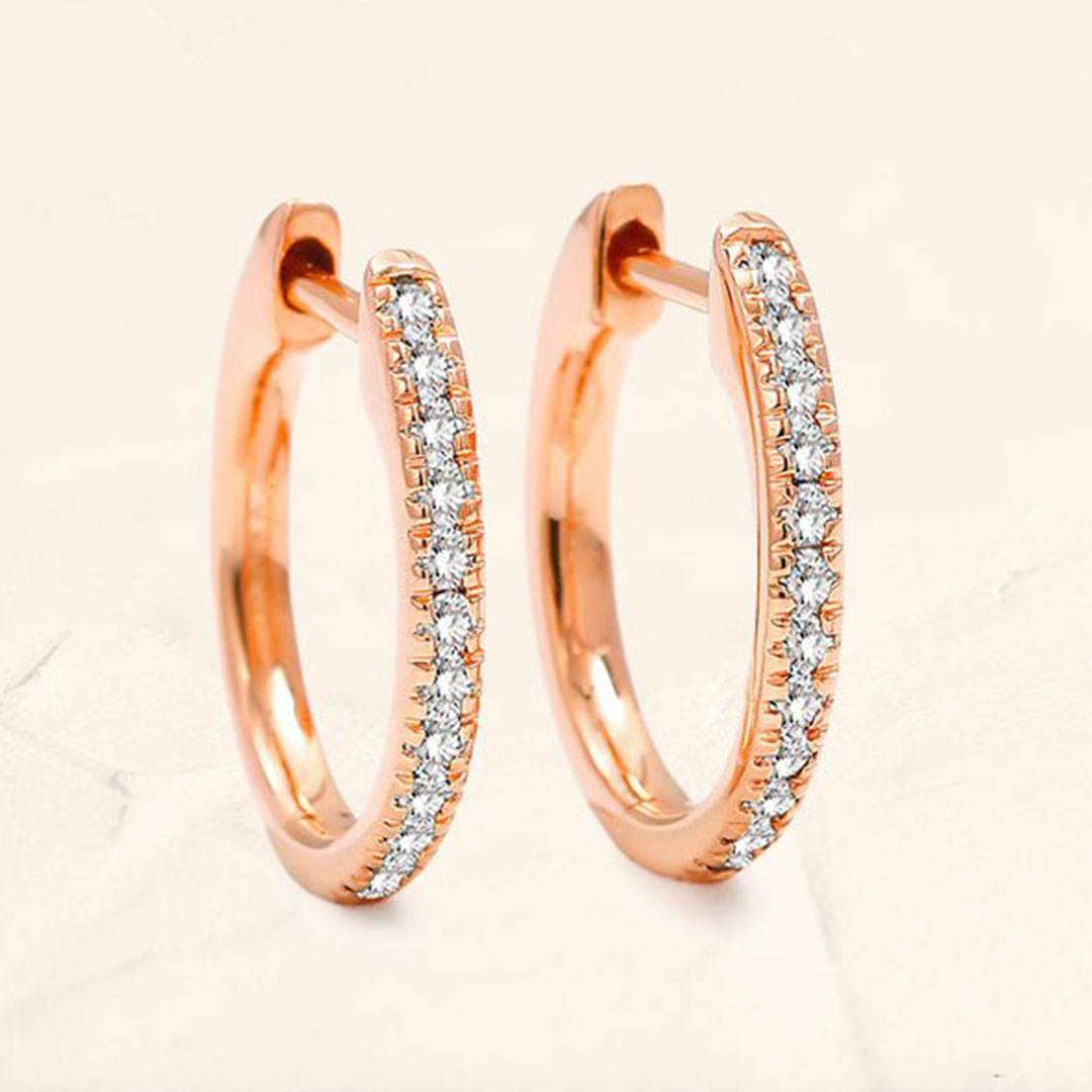 18 karat rose gold diamond earrings for women