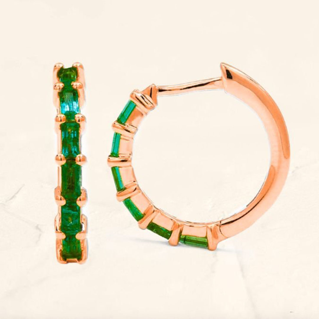 Pendientes de Aro yatra esmeralda oro rosa