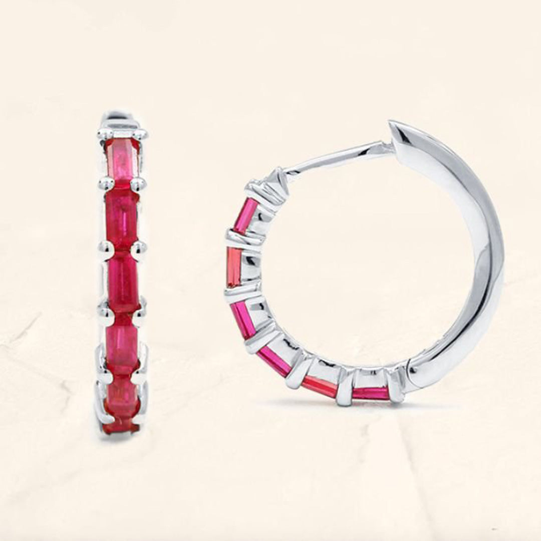 women's ruby-white gold yatra hoop earrings