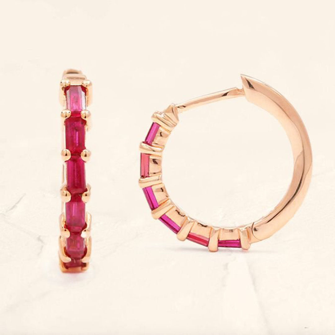 créoles yatra rubis or rose pour femme