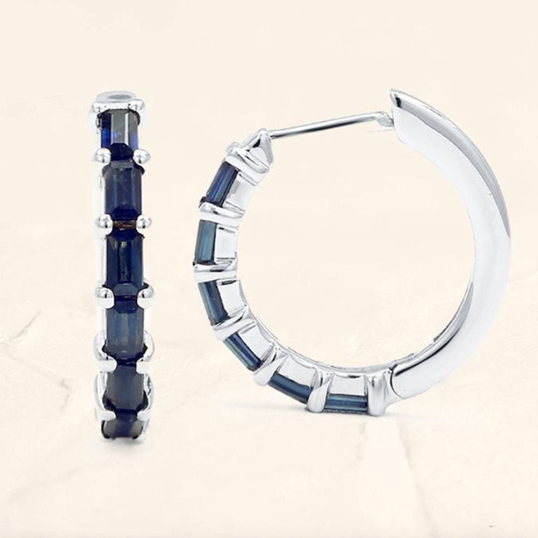 women's white gold sapphire yatra hoop earrings