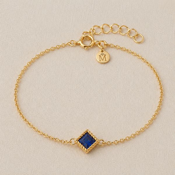 Bracelet solitaire Indrani saphir en or jaune 18 carats