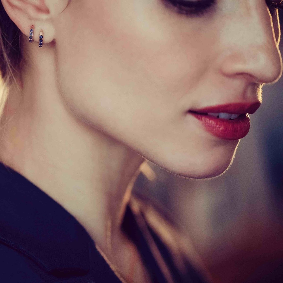 Minimalist sapphire hoops