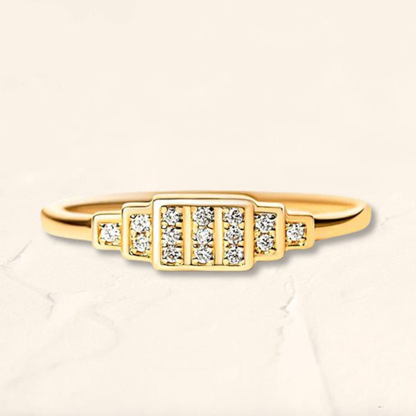 Anillo geométrico rectangular Brami XL de oro amarillo de 18 quilates