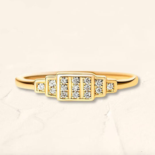 Anillo geométrico rectangular Brami XL de oro amarillo de 18 quilates