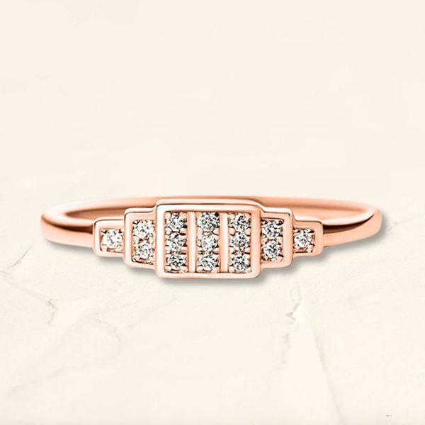 Anillo geométrico rectangular Brami XL de oro rosa de 18 quilates