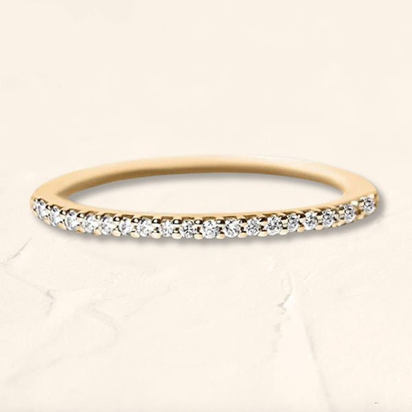 Alliance fine éternité pavée de diamants - bague Shadi en or jaune 18 carats