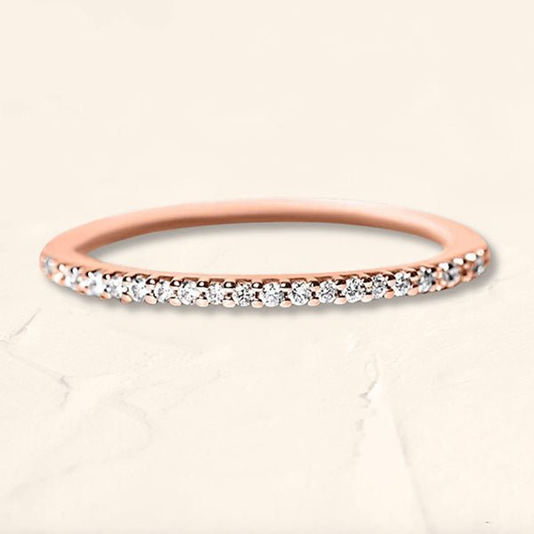 Alliance fine éternité pavée de diamants - bague Shadi en or rose 18 carats