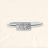 Rectangular diamond-paved Sapna XL ring in 18K white gold karats