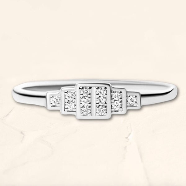 Geometric rectangular Brami ring in 18K White Gold