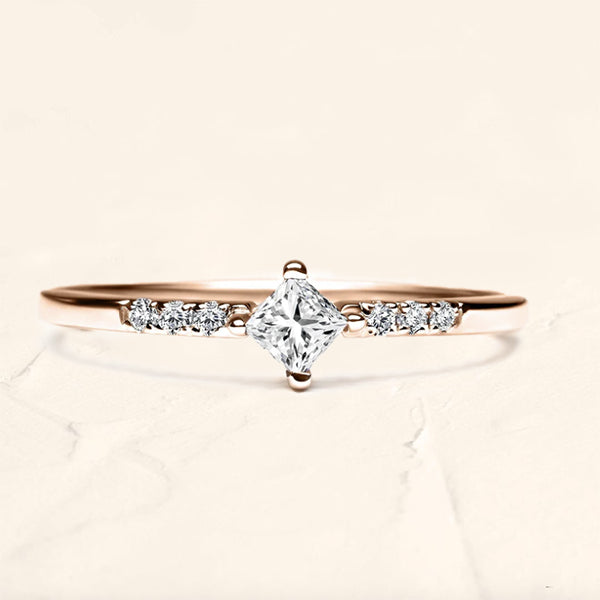 diamond ring rose gold with square princess cut diamond