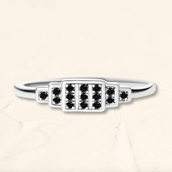 Bague Brami XL en or blanc sertie de 15 diamants noirs