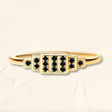 Bague Brami XL en or jaune sertie de 15 diamants noirs