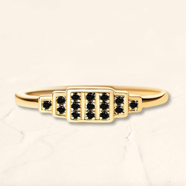 Bague Brami XL en or jaune sertie de 15 diamants noirs