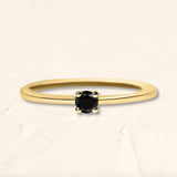 Yellow gold and black diamond Saral solitaire ring