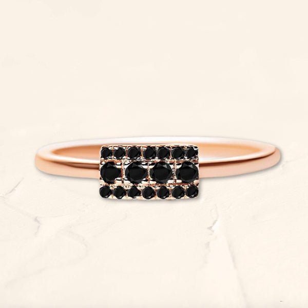 Anillo Brami XL de oro rosa engastado con 18 diamantes negros