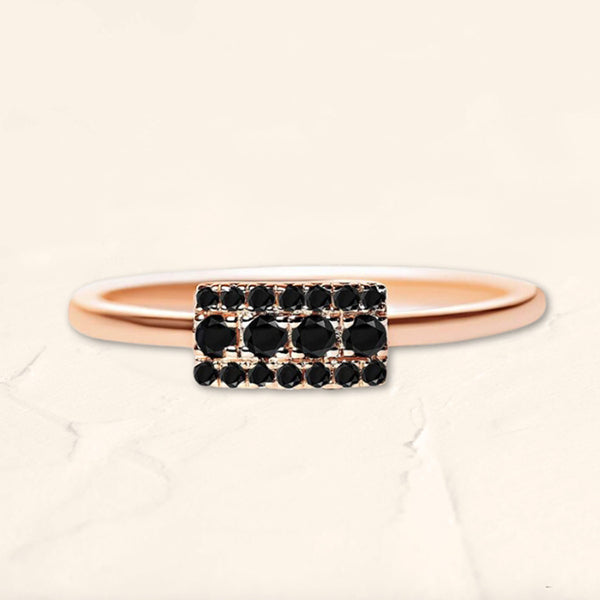 Bague Brami XL en or rose sertie de 18 diamants noirs