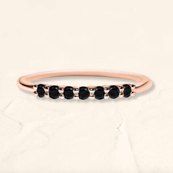 Bague vadha en or rose sertie de 7 diamants noirs naturels