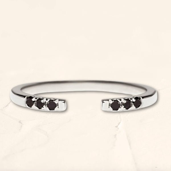 White gold and black diamond veda ring